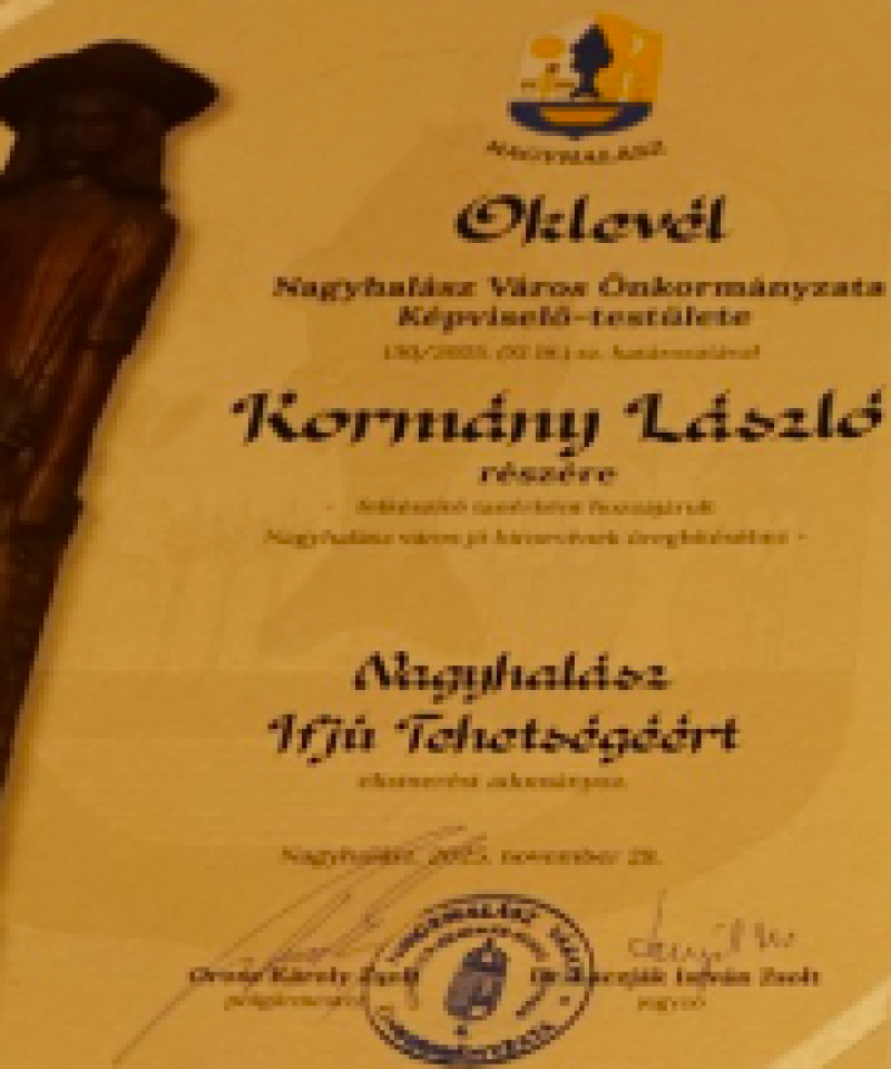 Nagyhalász Ifjú Tehetségéért elismerés