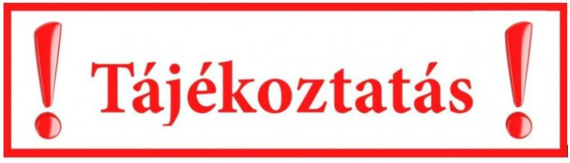 Fontos tájékoztatás